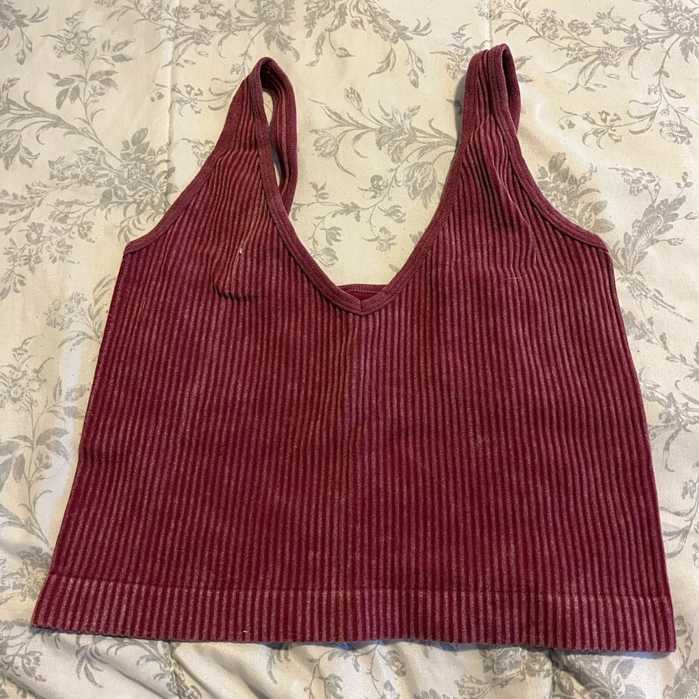 Burgundy ribbed top
